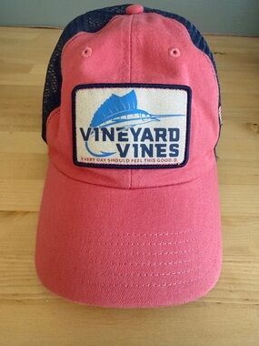 Vineyard Vines Red & Navy Blue Patch Trucker Hat
